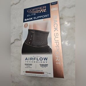 Elite Copper Back Support Compression Adjustable Straps Stabilizing Airflow. NE